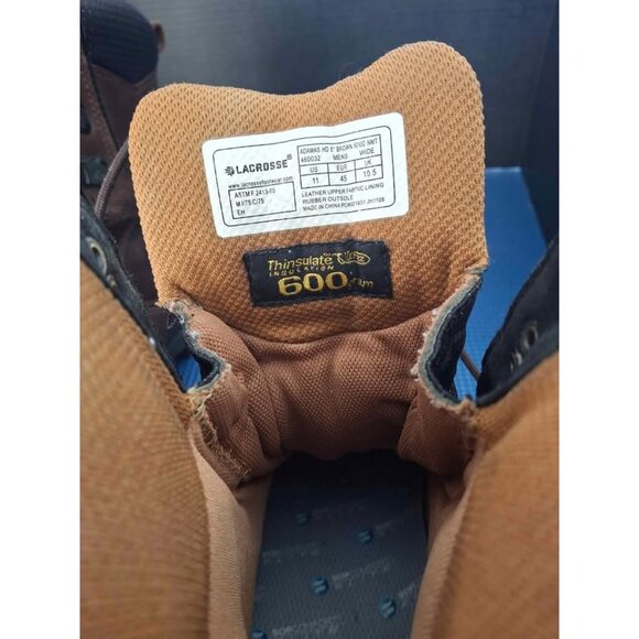 LaCrosse Mens Leather Insulated Work Boots Size 11M Brown Thinsulate 600g - Picture 3 of 8